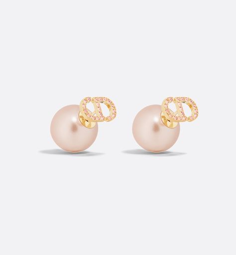 Dior Tribales Earrings Gold-Finish Metal with Iridescent Pink Resin Pearls and Pink Crystals | DIOR Ny Shopping, Shuffle Cutouts, Resin Pearl, Dior Earrings, Luxe Jewelry, Dior Jewelry, Jeweled Earrings, Jewelry Lookbook, Fashion Jewelry Earrings