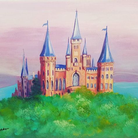 Castle Acrylic Painting Tutorial for Beginners by Angela Anderson. LEARN TO PAINT a #Fairytale #Princess #CASTLE #acryliconcanvas #angelooney #angelafineart Castle Acrylic Painting, Acrylic Painting Step By Step, Angela Anderson, Painting Step By Step, Castle Drawing, Castle Background, Castle Painting, Background Painting, 70s Sci Fi Art