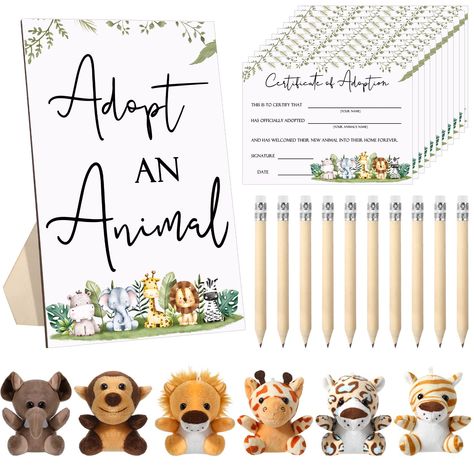 Safari Theme Baby Shower Games, Baby Zoo Animals Baby Shower Ideas, Zoo Themed Baby Shower Ideas, First Birthday Safari Theme, Baby Boy Baby Shower Themes, Wild One Party Favors, Jungle Theme Baby Shower Ideas, Animal Adoption Certificate, Zoo Baby Shower Theme