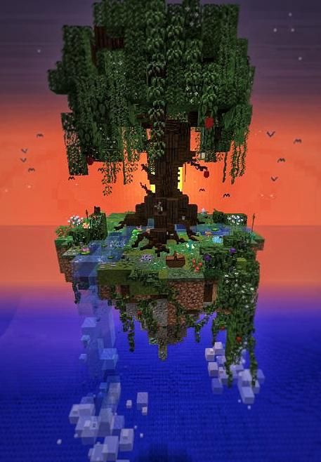 Minecraft Moon Island, Minecraft Islands Ideas, Magical Minecraft Builds Portal, Floating Island Minecraft Build, Fantasy Buildings Architecture, Brick Building Minecraft, Skyblock Base Ideas, Minecraft Skyblock Ideas, Island Minecraft Ideas