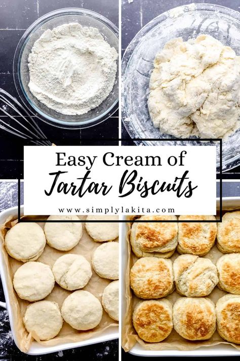 These Homemade Cream of Tartar Biscuits are simple, fluffy, and the perfect thing to spread butter and your favorite jam on straight from the warm oven. Simple and delicious! simplylakita.com #creamoftartar #homemadebiscuits Cream Of Tartar Biscuits, Tartar Recipe, Cream Of Tartar Recipe, Cream Cheese Biscuits, Best Homemade Biscuits, Angel Biscuits, Homemade Biscuits Recipe, Cream Of Tarter, Tasty Bread Recipe