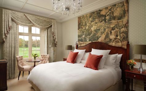 Leave the ordinary life behind in your own charming Adare Manor Classic Room, decorated and furnished to perfection in grand 19th century style. Book now! Manor Bedroom, Adare Manor, Luxury Hotel Room, Victorian Decor, Bedroom Hotel, Home Decor Paintings, Hotel Suites, Cheap Decor, Luxury Hotels