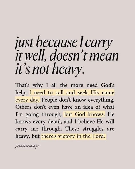 Because I Carry It Well, Love For My Husband, Make Life Better, I Carry, Inspirational Bible Quotes, Bible Verses Quotes Inspirational, Bible Quotes Prayer, Bible Encouragement, Prayer Quotes