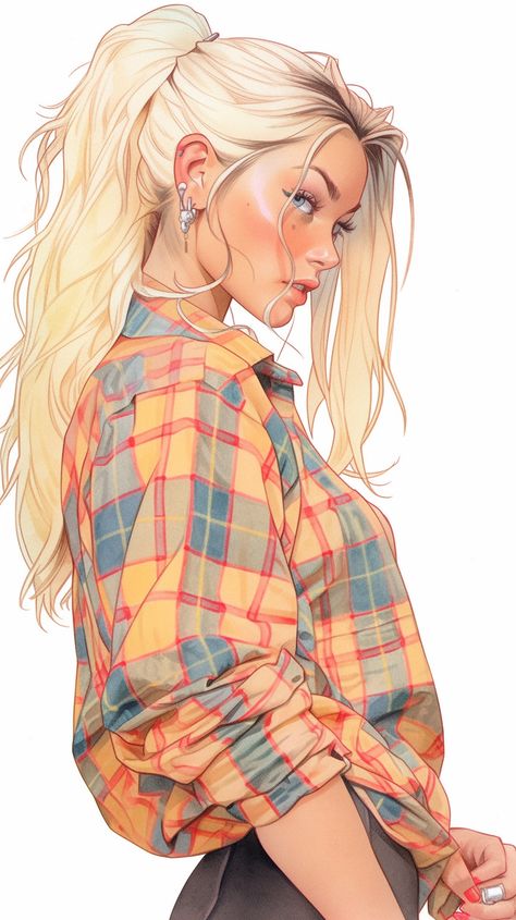 A beautiful woman with long, flowing blonde hair is depicted in this drawing. The artist has captured her likeness perfectly, and the details of her hair are incredibly realistic. #blondehair #hairdrawing . #Tall_Blonde_Woman_Art #Blond_Hair_Illustration #Blonde_Witch_Character_Design #1970s_Character_Design Female Teacher Character Design, Oc Portrait Art, 1970s Character Design, Blonde Female Character Inspiration Art, Blonde Character Design Female Modern, Blond Woman Art, Character Art Female Blonde, Blonde Digital Art, Blonde Animated Characters