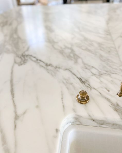 Everything You Need to Know about Marble Countertops Calcutta Oro Marble, Calcutta Porcelain Countertops, Stained Marble Countertops, Marble Alternative Countertops, White Carrera Marble Kitchen, Calcutta Countertops Kitchen, Calacatta Marble Countertops, Real Marble Countertops, Aged Marble Countertops