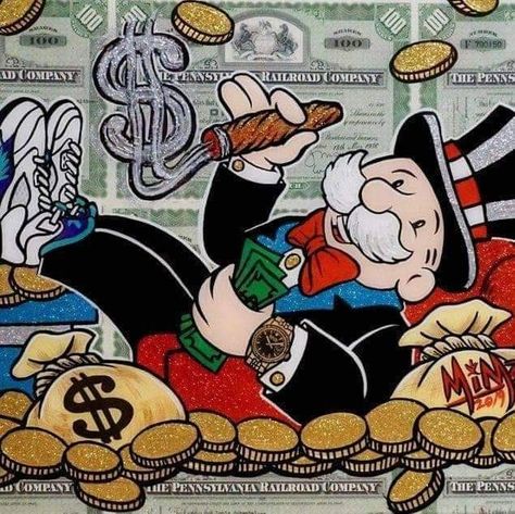 Monopoly Man, The Rainmaker, Alec Monopoly, Gagosian Gallery, Stock Certificates, Arte Punk, Pennsylvania Railroad, Graffiti Painting, Dope Cartoon Art