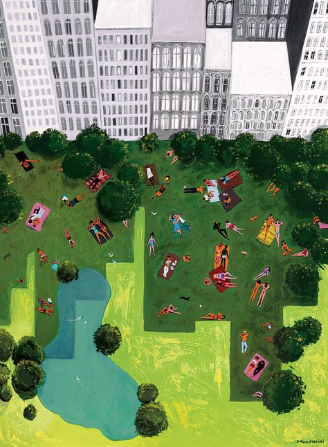 Summer In The City, City Illustration, The New Yorker, Painting Illustration, Giclee Art, Giclee Art Print, New Yorker, The Park, Bangkok