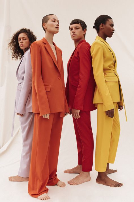 House of Holland's Rainbow Suits.  #houseofholland #pride #pride2018 #rainbow #fashion #style Colored Suits, Group Photo Poses, Suit Styles, Mode Editorials, Group Poses, Group Photography, Bridal Elegance, House Of Holland, Photoshoot Concept