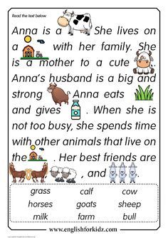 Reading Comprehension Kit. Animal Passages. Grades 1-3 Grade 1 Reading Worksheets, Phonics Reading Passages, First Grade Reading Comprehension, Grade 1 Reading, Reading Comprehension For Kids, English Stories For Kids, Reading Comprehension Lessons, Kindergarten Reading Worksheets, Learning English For Kids