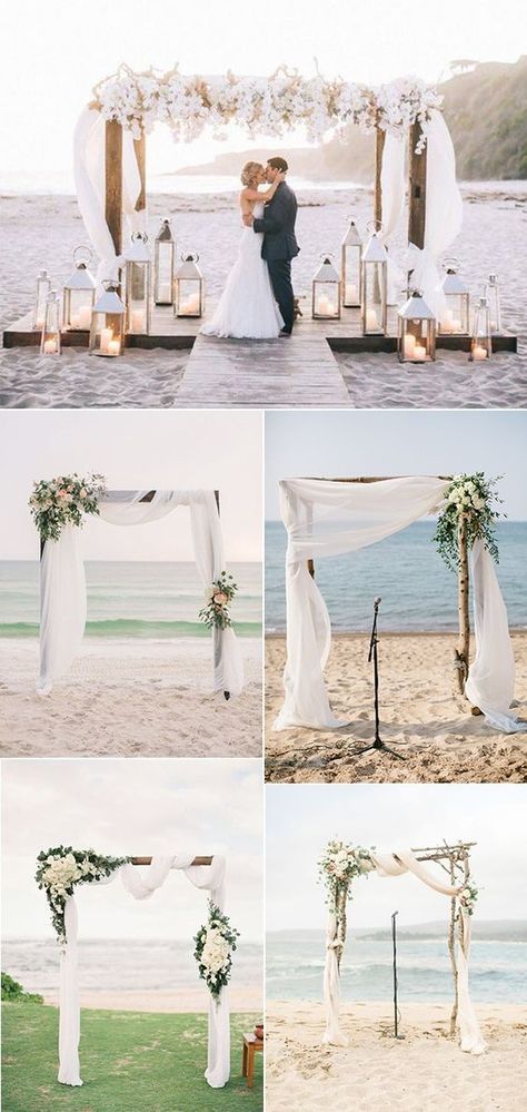 romantic beach wedding arch decoration ideas Beach Wedding Ceremony Arch, Beach Wedding Arch, Beach Wedding Ceremony, Romantic Beach Wedding, Dream Beach Wedding, Rustic Wedding Decorations, Wedding Ceremony Ideas, Beach Wedding Reception, Wedding Ceremony Arch