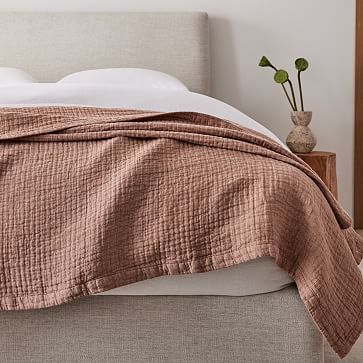 Shopping Cart Terracotta Throw Blanket, Heidi Callier, Modern Throw Blanket, Rose Bedroom, Linen Blanket, Herringbone Blanket, Bedroom Oasis, Future Room, Linen Layers