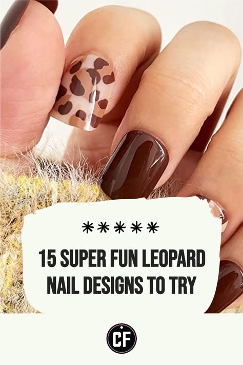 Autumn Animal Print Nails, Brown And Leopard Nails, Fall Nails Leopard Print, Brown Animal Print Nails, Animal Print Gel Nails, Animal Print Nail Art Leopards, Fall Animal Print Nails, Cheetah Print Nails Fall, Leopard Nails Designs