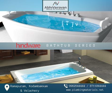 Hindware - Bathtub is relaxing, fun and enjoying. Indulge in a tub bath on your leisure time and week end holidays. Stop at AbhiVairavan to explore more such collections. #leisuretime #holiday #fridayvibes #WeekendSpecial #bathtub #bathtubseries #Hindware #bathtubdesign #bathspaceideas #bathroomdesign #bathroomtrends #hygiene #luxurylifestyle #luxury #luxuryhomes Ph: 99625 44444, 8711044444 Bathtub Design, Sanitary Ware, Bathroom Trends, Leisure Time, Week End, Luxury Lifestyle, Hot Tub, Bathroom Design, Luxury Homes