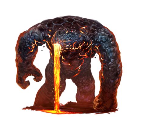 Lava Elemental - Pathfinder PFRPG DND D&D 3.5 5E 5th ed d20 fantasy Fantasy Lava Creatures, Fire Golem Fantasy Art, Dnd Golem Art, Fire Monster Art, Elemental Dnd, Dnd Elemental, Lava Elemental, Lava Golem, Lava Monster