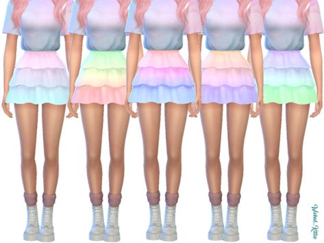 25 cute pastel frilly skirts Found in TSR Category 'Sims 4 Female Everyday' Sims 4 Pastel Cc, Frilly Skirt, 5 Outfits, Cute Pastel, Split Skirt, Female Clothing, Ts4 Cc, Cc Finds, Sims 4 Clothing