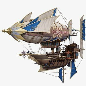 Fantasy Airship, Steampunk Ship, Lowpoly 3d, Flying Ship, Steampunk Airship, Flying Vehicles, Flying Boat, Spaceship Concept, Dream Book