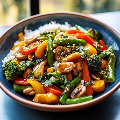 Make a quick veggie stir-fry recipe with colorful vegetables and a tasty sauce. A healthy, flavorful meal ready in minutes! Frozen Veggie Stir Fry, Easy Veggie Stir Fry, Veggie Stir Fry Recipes, Stir Fry Vegetables, Vegetable Stir Fry Recipe, Vegan Stir Fry, Baked Veggies, Flavorful Vegetables, Easy Veggie