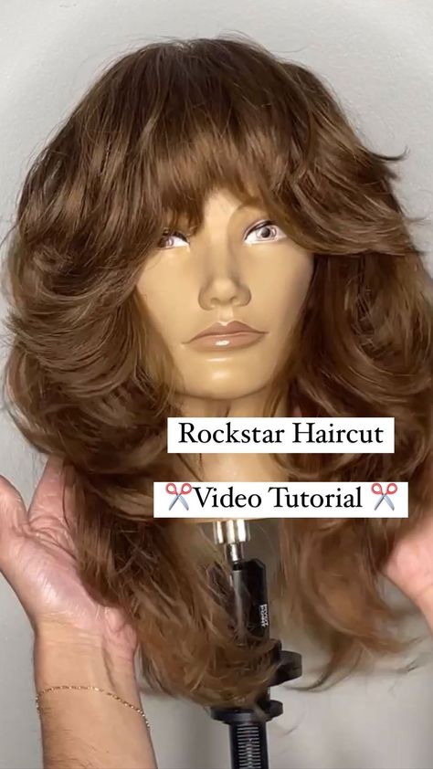 Hangodango on tiktok 80s Hair Fringe, Modern Shag Tutorial, Volume Shag Haircut, Highlighted Shag Hairstyles, 70s Shag Hairstyles Medium, Shag Hairstyle Tutorial, Big Shaggy Hair, 70s Hair Rockstar, 80s Rockstar Hair Tutorial