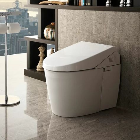 Toto Neorest® Dual-Flush Elongated One-Piece Toilet with High Efficiency Flush | Perigold Luxurious Toilet, Toto Neorest, Toto Washlet, Japanese Toilet, Shower Over Bath, Clean Toilet Bowl, Small Bathroom Renovations, White Bathroom Designs, Finished Bathrooms