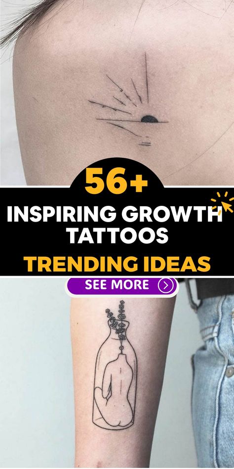 Discover the empowering journey of growth through unique tattoos that embody resilience, progress, and personal development. Each design serves as a celebration of your inner fortitude and the triumph of overcoming hurdles to blossom into your true potential. Whether it's a blooming plant, a flying bird, or an impactful quote, these tattoos are symbols of your dedication to constant self-betterment and empowerment. Simple Tattoos About Growth And Strength, Tattoo Ideas For Perseverance, Tattoos For Tough Times, Strong Woman Tattoos Ideas, Tattoo Ideas Female After Divorce, Filling Space Between Tattoos, Tattoo For Difficult Times, Self Power Tattoos, Woman Growth Tattoo