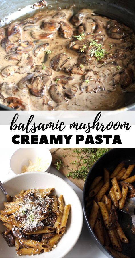 Balsamic Mushroom, Balsamic Pasta, Balsamic Mushrooms, Mushroom Recipes Pasta, Creamy Mushroom Pasta, Lake Food Ideas Summer, Food Ideas Summer, Lake Food Ideas, Pasta Dinner Recipes