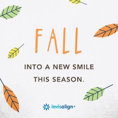 The leaves will change this season and your smile can too! Schedule an appointment to meet with our orthodontist, Dr. Barton to discuss Invisalign! #Fall #Autumn Orthodontic Health Month, Dental Office Marketing, Orthodontics Marketing, Dental Quotes, Invisalign Aligners, Dental Social Media, Dental Posts, Dental Posters, Dental Fun