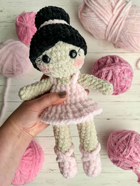 Crochet Patterns For Plushies, Easy Crochet Dolls Free Patterns, Small Crochet Bunny Pattern Free, Crochet Ballerina Doll Free Pattern, Acrylic Yarn Amigurumi, Crochet Cuddler Free Pattern, Fuzzy Crochet Projects, Crochet Plushies For Beginners, Crochet Baby Stuff Free Pattern