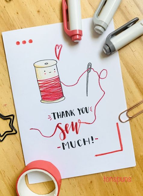 Note Card Doodles, Cute Handmade Thank You Cards, Thank You Cards Ideas Diy, Thank You Diy Cards Handmade, Back Of Greeting Card Design, Thank You Puns Cards, Thank You Card Puns, Pun Thank You Cards, Punny Thank You Card