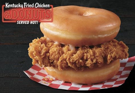 Donut Sandwich, Doughnut Burger, Restaurant Recipes Famous, Kfc Chicken Recipe, Tea Sandwich, Chicken Filet, Cheesecake Factory Recipes, Glazed Doughnuts, Kfc Chicken