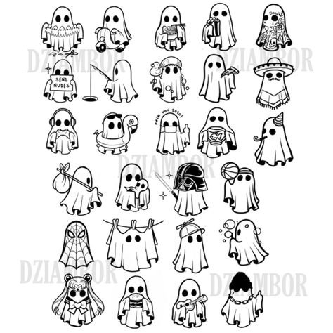 Halloween Tattoo Flash, Ghost Tattoo, Sibling Tattoos, Tattoo Flash Sheet, Spooky Tattoos, Cute Little Tattoos, Tattoo Stencil Outline, Tattoo Design Book, Book Tattoo