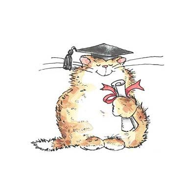 Cat Graduation, Graduation Drawing, Fairy Templates, Penny Black Design, Rubber Stamps Design, Clipart Animals, Penny Black Stamps, Greeting Card Art, Cat Cards