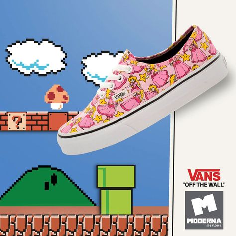 Vans - Nintendo, Peach Vans Off The Wall, Vans Authentic, Vans Authentic Sneaker, Vans Sneaker, Nintendo, Mario, Sneakers, Hair, Beauty