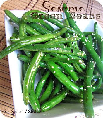 Sesame Green Beans Recipe | Six Sisters' Stuff Fall Side Dishes, Sesame Green Beans, Slow Cooker Green Beans, Parmesan Green Beans, Easy Vegetable Side Dishes, Recipes Vegetables, Green Beans Recipe, Six Sisters Stuff, Baked Veggies