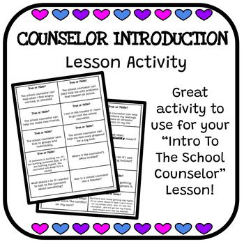 These cards can be used in several different ways to support your "Introduction To The School Counselor" beginning of the year lesson.  These cards would be ideal with older elementary students who already have a good idea of the counselor's role on the campus.  It is a great way to review important information about the counselor's job.Included:Directions which include different ways to incorporate these cards20 cards with different questionsAn answer keyMake sure to check out the Meet The Scho School Counselor Introduction Lesson, Meet The School Counselor, School Counselor Lessons, Counseling Games, School Counseling Lessons, Middle School Lessons, Counseling Lessons, Elementary School Counseling, Question Cards