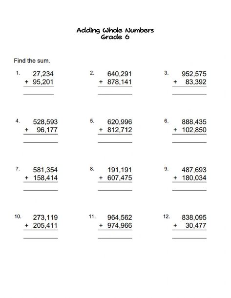 Adding whole numbers grade 6 worksheet Live Worksheet, Grade 6 Math Worksheets, Adding Numbers, Venn Diagram Template, Numbers Worksheet, Math Addition Worksheets, Numbers Worksheets, Grade 6 Math, Telling Time Worksheets