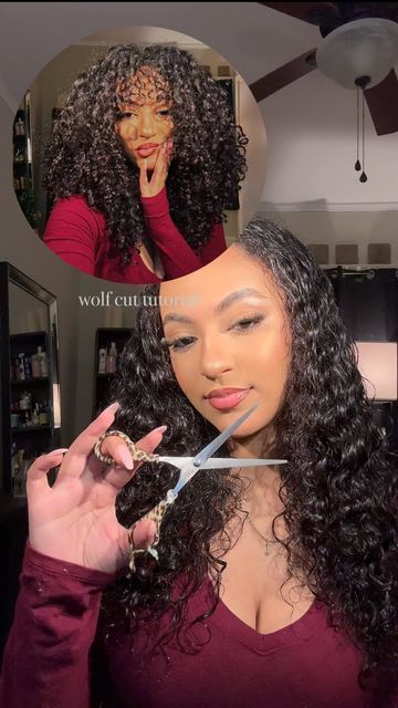 Wolf Cut On Curly Hair, Curly Hair Tutorial, Diy Haircut, Wolf Cut, Natural Haircare, Curly Hair Care, Curly Hair Cuts, Long Curly Hair, Hair Transformation