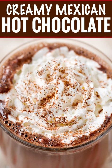 Creamy Mexican Hot Chocolate - The Chunky Chef Mexican Hot Chocolate Recipe, Cuban Cuisine, Hot Chocolate Drinks, Cocoa Recipes, Mexican Hot Chocolate, Homemade Hot Chocolate, Hot Chocolate Mix, Hot Chocolate Bars, Delicious Drinks