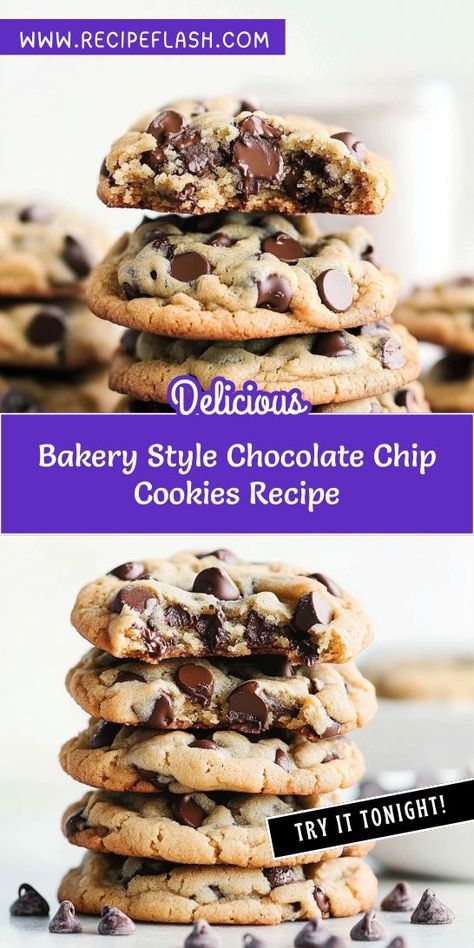 Indulge in the ultimate treat with our Bakery Style Chocolate Chip Cookies Recipe! Soft, chewy, and loaded with gooey chocolate chips, these cookies are perfect for any occasion. Follow our simple steps to create that bakery-fresh taste right at home. Your taste buds will thank you! 🍪✨ #ChocolateChipCookies #Baking Best Cookies Ever Chocolate Chip, Square Chocolate Chip Cookies, Soft Bakery Style Chocolate Chip Cookies, Super Chocolate Chip Cookies, Oversized Chocolate Chip Cookies, Mixed Chocolate Chip Cookies, Poet Gooey Chocolate Chip Cookies, Best Choc Chip Cookies Ever, Chocolate Chunk Cookie Recipes