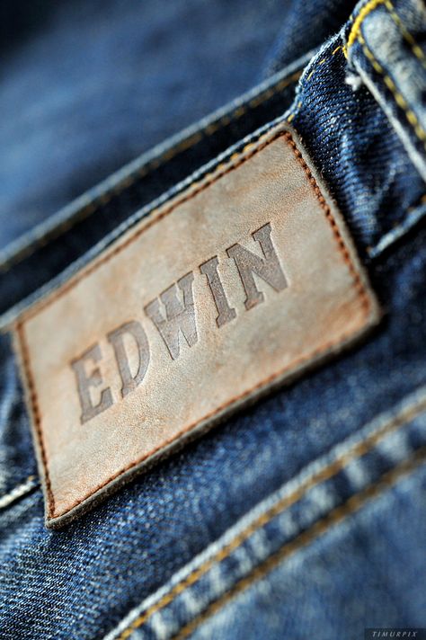 EDWIN JEANS. Photo by Timurpix Japan Jeans, Denim Men, Edwin Jeans, Leather Label, Denim Patches, Nudie Jeans, Denim Branding, Mens Casual, Mens Casual Outfits