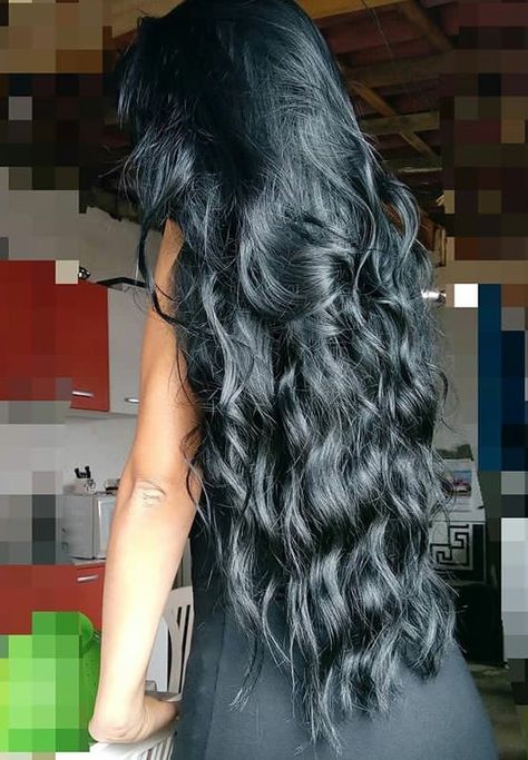 LunasAngel♡ Black Wavy Hair, Jet Black Hair, Super Hair, Hair Shows, Long Black Hair, Beautiful Long Hair, Love Hair, Brunette Hair, Long Black