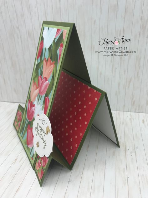 Faux Step Card - MaryAnneCowan.com - Mary Anne Cowan, Stampin' Up! Demonstrator Faux Step Card, Side Step Card, Stepper Cards, Tulips Card, Step Card, Fancy Fold Card Tutorials, Step Cards, Birthday Cards For Women, Atc Cards