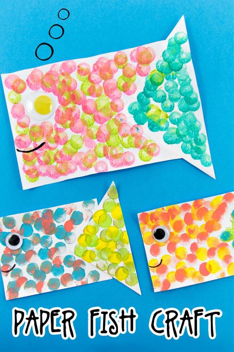 A Colorful Paper Fish Craft for Preschoolers • Kids Activities Blog Shape Fish Craft Preschool, Shape Fish Craft, Fish Crafts For Preschoolers, Fish Craft Preschool, Art And Craft For Preschoolers, Paper Fish Craft, Fishbowl Craft, Fish Crafts Preschool, Craft For Preschoolers