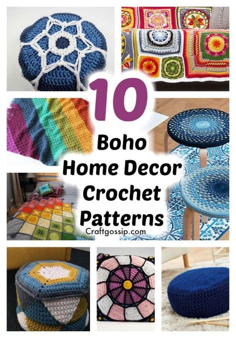 10 Boho Home Decor Crochet Patterns Crochet Decor Ideas, Bohemian Crochet Patterns, Hippie Crochet Patterns, Make Your Home Cozy, Boho Crochet Patterns, Home Decor Crochet, Decoration Pieces, Crochet Decor, Hippie Crochet