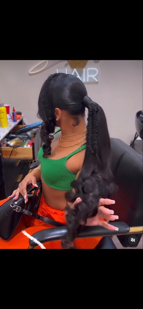 Cute Ponytails For Black Women Weave, Low Pony Hairstyles With Bangs, Big Latto Ponytail, Fish Bone Ponytail, Ponytail With Bang And Fishtail Braid, Curl With Ponytail, Natural Hair High Ponytail Styles, Prom Hairstyles Quick Weave, Quick Back To School Hairstyles Black