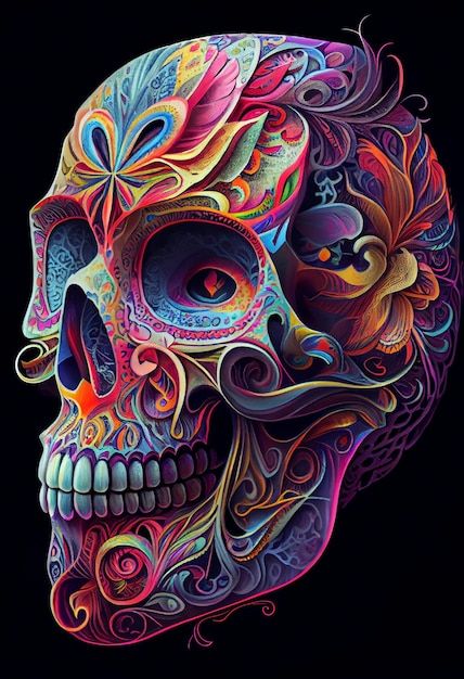 Sugar Skull Images, Mexican Skull Art, Candy Illustration, Skull Crushers, Cool Skull Drawings, Colorful Skull Art, Skull Drawings, Gothic Decor Bedroom, Blacklight Tapestry