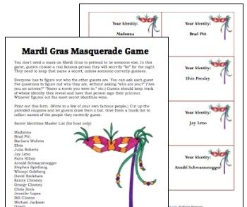 mardi gras games and activities for adults | Mardi Gras Party Games: Masquerade Mardi Gras Games For Seniors, Mardi Gras Games For Adults, Masquerade Party Games, Mardi Gras Party Games, Mardi Gras Games, Mardi Gras Activities, Auction Decor, Mascarade Party, Cajun Christmas