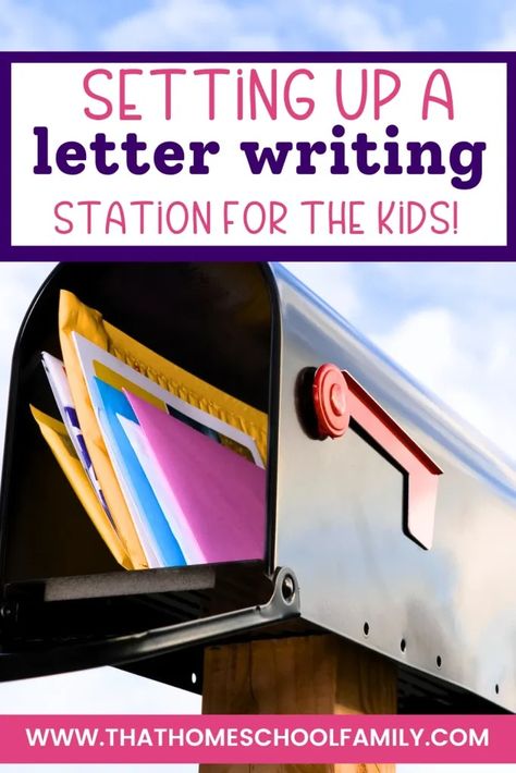 Setting Up a Letter Writing Station for Kids: Mailbox Monday! - That Homeschool Family Letter Writing Station, Kids Mailbox, Letter Writing For Kids, Letter Writing Kit, Mail Writing, Homeschool Family, Writing Station, Writing Curriculum, Friendly Letter