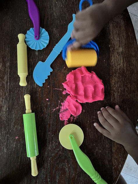 play doh tools for open-ended, child-led play! only $6.69 on amazon with prime free shipping. AOIRFUQ Clay and Dough Tools Six Piece Set - Ages 3 & Up #ad Diy Playdough Tools, Playdough Kit, Construction Playdough Kit, Themed Play Dough Kits, Playdough Tools, Play Doh Tools, Rainy Day Activities For Kids, Rainy Day Activities, Preschool Teacher