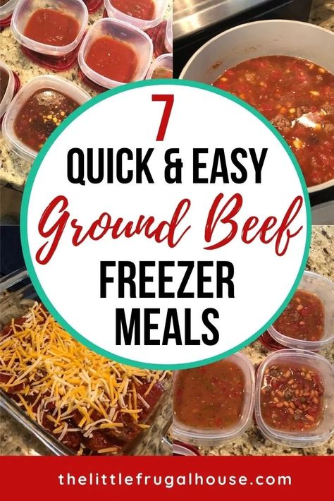 7 Easy Ground Beef Freezer Meals - The Little Frugal House Make Ahead Hamburger Meals, Hamburger Freezer Meals, Ground Beef Freezer Meals, Quick Easy Cheap Meals, Easy Cheap Meals, Freezer Casseroles, Meal Hacks, Beef Freezer Meals, Postpartum Meals