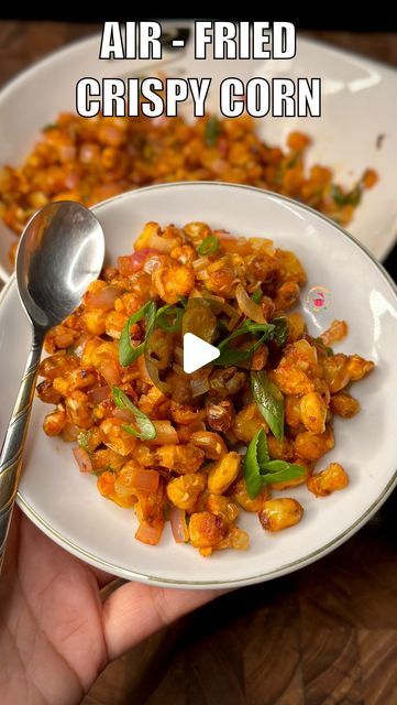 Henna Aggarwal on Instagram: "🌽Crispy Corn Chaat🌽 Unbelievably crunchy & crispy. Healthy and Guiut-Free made in the Air-Fryer, ABSOLUTELY DELICIOUS this Crispy Corn chaat will definitely be everyone’s favourite.  FOR AIR-FRYING: 🌽Boiled American Corn- 2 Cups 🌽Cornflour- 2 Tbsp 🌽Rice Flour- 2 Tbsp 🌽Peri Peri Masala- 1 Tsp 🌽Oil- 1 Tsp 🌽Salt- 1 Tsp  COOKING: 🌽Garlic- 2 Cloves 🌽Onion- 1 🌽Spring Onion- 2 🌽Salt- 1/2 Tsp 🌽Chaat Masala- 1/2 Tsp 🌽Peri Peri Masala- 1 Tsp 🌽Chilli Powder- 1/2 Tsp 🌽Chilli Flakes- 1 Tsp 🌽Lemon Juice- 1/2 Lemon  #Corn #AmericanCorn #CornChaat #Snacks #GuiltFree #airfryer #AirFryerRecipe [Air Fried Corn, Guilt Free Recipes, Air afryer Recipe, Air Fried Corn Chaat, Air Fryer]" Crispy Corn Recipes Indian, Corn Recipes Indian Snacks, Airfryer Indian Recipes, Airfryer Recipes Healthy Vegetarian, Boiled Corn Recipes, Air Fryer Recipes Healthy Vegetarian, Airfryer Recipes Vegetarian, Corn In Air Fryer, Corn Fry Recipe